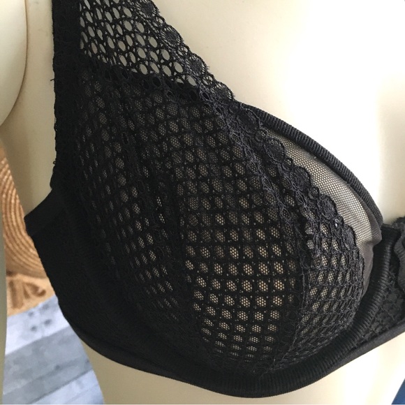NWT-Black mesh net bra - 32DD aka 32E - Picture 7 of 9